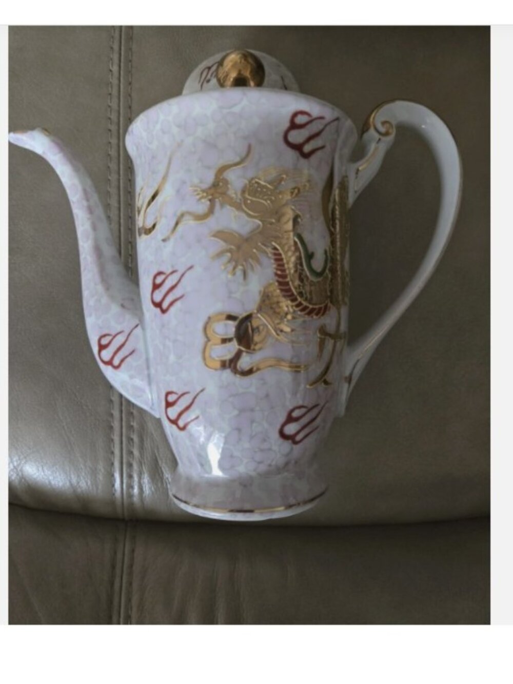 Tea Set Porcelain hand-painted dragon pattern in raised paint Made in Japan - Picture 6 of 11